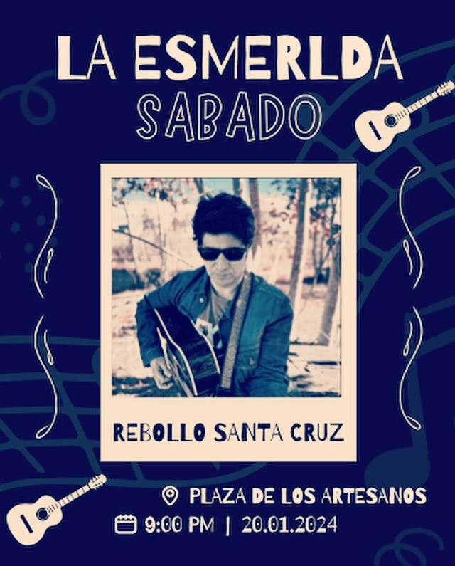 Música en vivo - Rebollo Santa Cruz - Plaza de los Artesanos - SAB 20 Enero 21:00hs